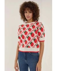 Hiccup - Patterned Short Sleeve Knit Sweater - Lyst