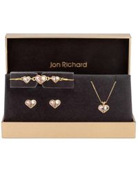 Jon Richard - Gold Plated Pink And Crystal Heart Trio Set - Gift Boxed - Lyst