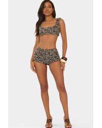 EGO - Sequin Floral Low Rise Shorts - Lyst