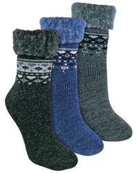 Sock Snob - 3 Pack Turnover Top Wool Bed Socks For Winter - Lyst