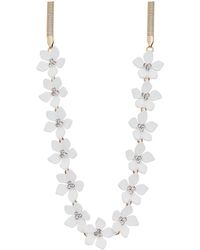 Mood - Gold White Crystal And Pearl Flower Necklace - Lyst