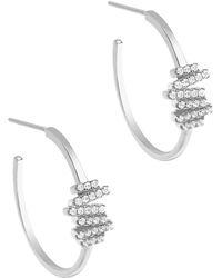 Pure Luxuries - Gift Packaged 'cygnus' Rhodium Plated 925 Silver & Cubic Zirconia Hoop Earrings - Lyst