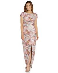Adrianna Papell - Floral Metallic Gown - Lyst