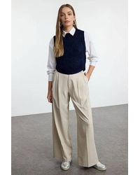 WOVCOR - Cropped Button Detail Knit Sweater Vest - Lyst