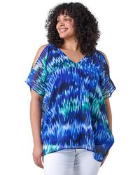 Roman - Curve Abstract Print Overlay Top - Lyst