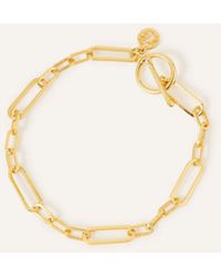 Accessorize - 14ct Gold-plated Trombone Chain T-bar Bracelet - Lyst