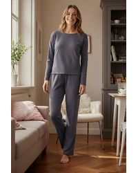 WOVCOR - Soft Touch Long Sleeve Pyjama Top & Wide Leg Trouser Set - Lyst