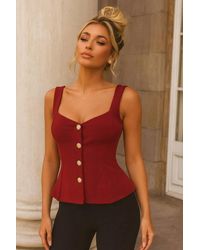 Stylewise - Button Down Peplum Top - Lyst