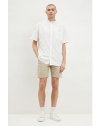 Burton - Short Sleeve Oversized Grandad Collar Shirt - Lyst