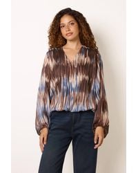 Blue Vanilla - Multi Long Sleeve V-Neck Blouse - Lyst