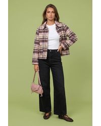 Urban Bliss - Wool Blend Check Patch Coat - Lyst