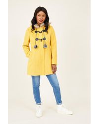 Yumi' - Mustard Hooded Duffle Coat - Lyst
