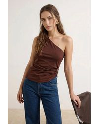 WOVCOR - One Shoulder Buckle Detail Asymmetric Fitted Top - Lyst