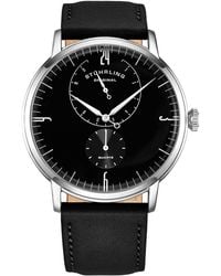 Stuhrling - Cabaletta 3969 Dress Watch Quartz 42Mm With 24 Hour Sub-Dial Leather Strap - Lyst