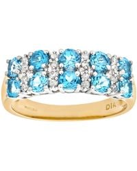 Jewelco London - 9Ct Diamond Topaz Double Row Stripey Eternity Ring 3Mm - Lyst