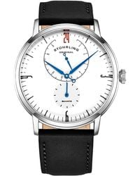 Stuhrling - Cabaletta 3969 Dress Watch Quartz 42Mm With 24 Hour Sub-Dial Leather Strap - Lyst