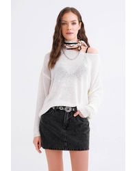 MixRay - Oversized Boat Neck Knit Sweater - Lyst