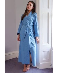 British Boxers - "Sky Herringbone" Brushed Cotton Dressing Gown - Lyst