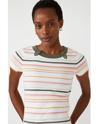 MAINE - Multi Stripe Tab Detail T-shirt - Lyst