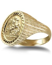 Jewelco London - 9ct Gold Ribbed Barked St George Ring (10th Ounce Coin Size) - Jrn183-t - Lyst