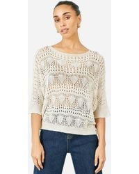 Yumi' - Cotton Mix Relaxed Fit Pointelle Jumper - Lyst