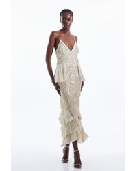 Karen Millen - Pu Leather Sequin Woven Strappy Mini Dress - Lyst