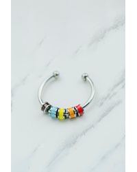 The Colourful Aura - Colourful Enamel Beaded Rotatable Fidget Spinner Chain Ring - Lyst