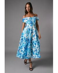 Coast - Stripe Organza Pleated Top Floral Print Midi Dress - Lyst