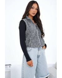 Love Lace - Faux Fur Zipper Vest With Stand Collar Pockets - Lyst