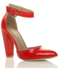AJVANI - High Heel Ankle Strap Pointed Toe Patent Court Shoes - Lyst