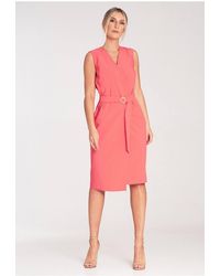 Love Lace - Wrap Neck Midi Sleeveless Dress With Golden Buckle - Lyst