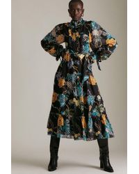 Karen Millen - Petite Floral Paisley Dobby Woven Maxi Dress - Lyst