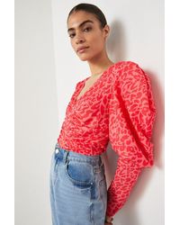 Warehouse - Ruched Front Puff Sleeve Top - Lyst