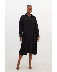 Karen Millen - Plus Size Soft Tailored Pleated Pocket Detail Shirt Dress - Lyst
