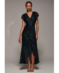 Jolie Moi - Frill Short Sleeve Sequin Maxi Dress - Lyst