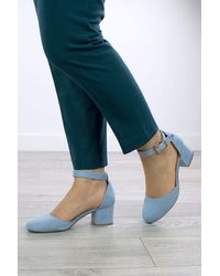 AJVANI - Mid Block Heel Buckle Ankle Strap 2 Part Heels - Lyst