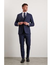 Burton - Tailored Fit Navy Marl Suit Jacket - Lyst