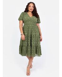 Lovedrobe - Short Sleeve Floral Burn Out Midi Dress - Lyst
