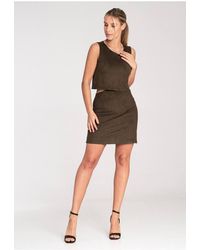 Love Lace - Suede Two Layer Evening Dress With Back Split - Lyst