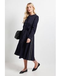 Wallis - Petite Side Stripe Tie Waist Midi Dress - Lyst