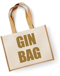 60 SECOND MAKEOVER - Large Jute Bag Gin Bag Natural Bag Gold Text New Mum - Lyst