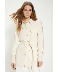 Oasis - Belted Trim Detail Button Through Shacket - Lyst