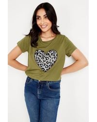 Wallis - Petite Leopard Heart T-shirt - Lyst