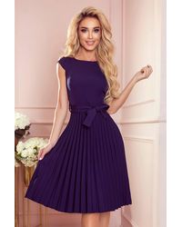 KDMD - Pleated Short Sleeve Belt Dress - Lyst