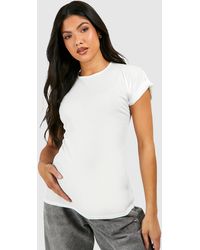 Boohoo - Maternity Ribbed Roll Sleeve T-shirt - Lyst
