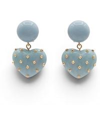 Michael Nash Jewelry - Lavinia Aqua Resin Studded Heart Drop Earrings - Lyst