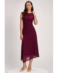 Jolie Moi - Asymmetric Draped Mesh Maxi Dress - Lyst