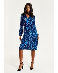 Liquorish - Abstract Print Midi Fake Wrap Dress - Lyst