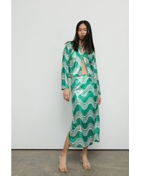 Warehouse - Swirl Printed Sequin Midi Skirt - Lyst