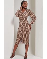 Jolie Moi - Print Long Sleeve Jersey Pencil Dress - Lyst